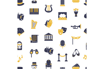 Vector flat theatre icons pattern or background illustration