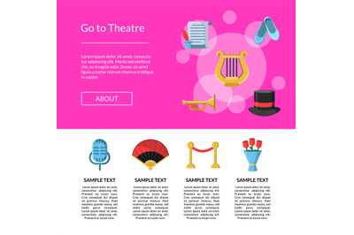 Vector flat theatre icons landing page template illustration