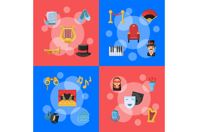 Vector flat theatre icons infographic concept illustration