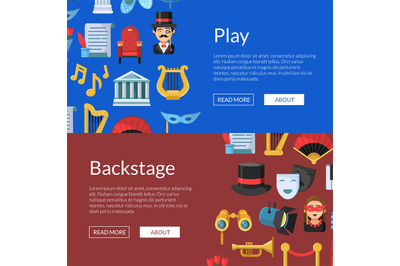 Vector flat theatre icons web banner