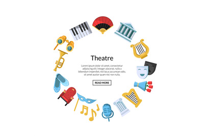 Vector flat theatre icons in circle