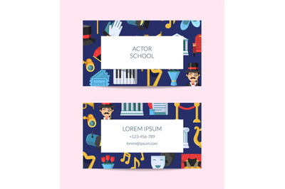 Vector flat theatre icons business card