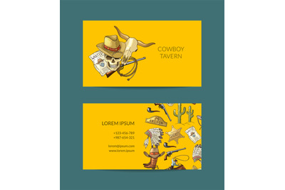 Vector hand drawn cowboy business card