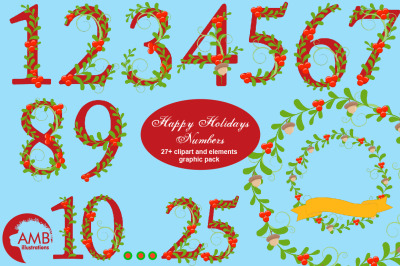 Happy Holiday Numbers Clipart AMB-2127