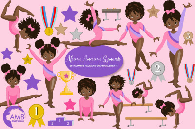 Gymnastic Girls Clipart  MINI-BUNDLE AMB-2139