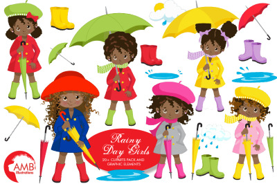 Rainy Day Girls Clipart AMB-2142