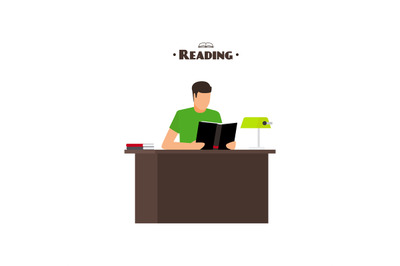 Reading books flat style concept