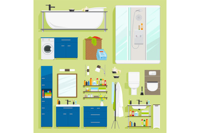 Bathroom equipment vector icons