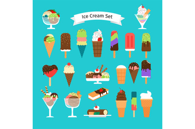 Ice cream icons isolated