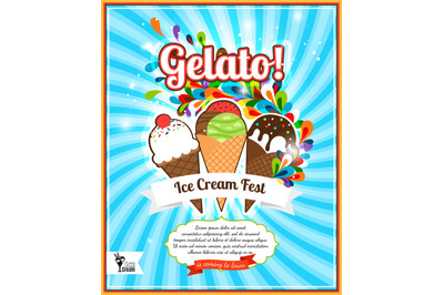 Ice Cream festival retro poster