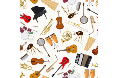 Jazz musical instruments seamless pattern