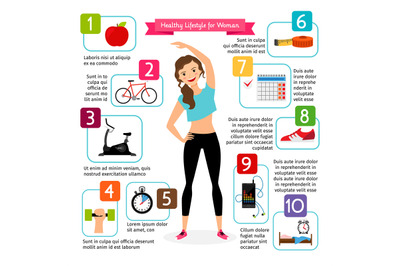 Woman healthy lifestyle infographics