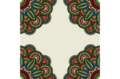 Ornate floral round motifs frame