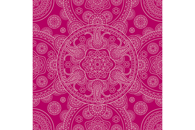 Pink ethnic ornate boho doodle seamless pattern