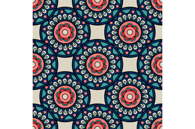 Retro colors boho hand drawn seamless background