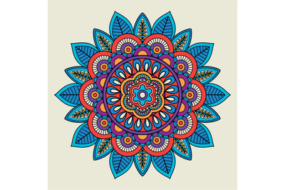 Round floral bright colored motif