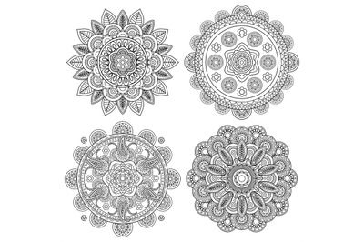 Set of Indian boho floral mandalas