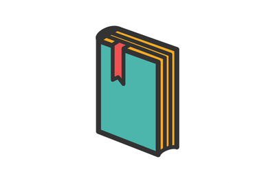 Standing book with bookmark icon