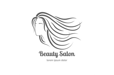 Beauty salon icon with girl face silhouette