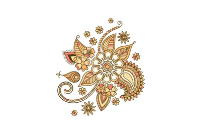 Beige colorful decorative floral isolated element