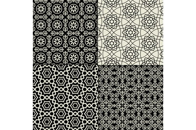 Black and white geometric ornaments set