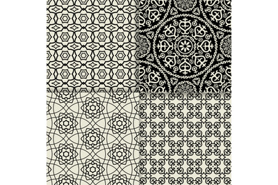 Black and white geometric ornate patterns