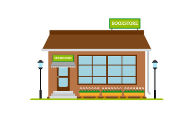 Bookstore flat style icon isolated on white