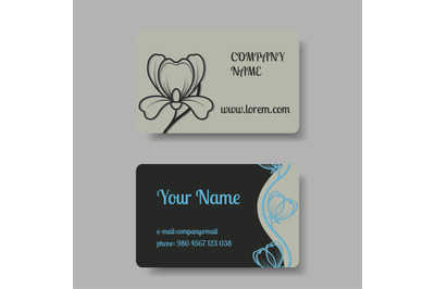 Business card collection with floral ornament