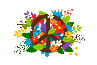 Peace symbol with flowers