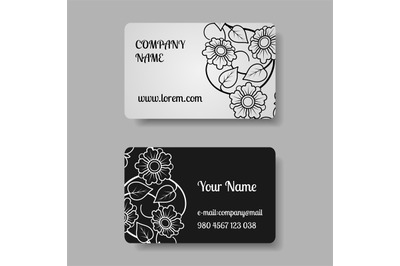 Business card collection with flowers