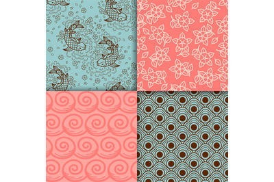 Japanese turqiouse and pink pattern set