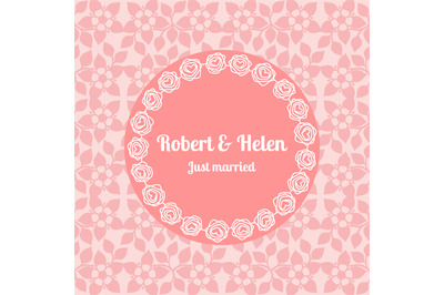 Just married wedding floral card template