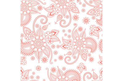 Pink floral ornate pattern on white background