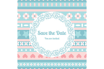 Save the date card template with floral frame