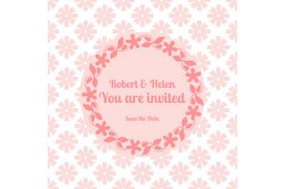 Wedding card template with floral frame