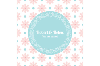 Wedding card template with floral frame