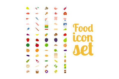 Different food isolated icon set