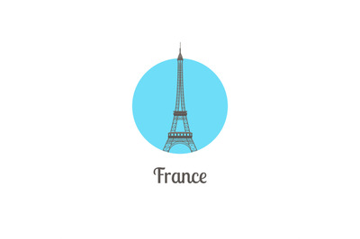 France tower landmark isolated round icon