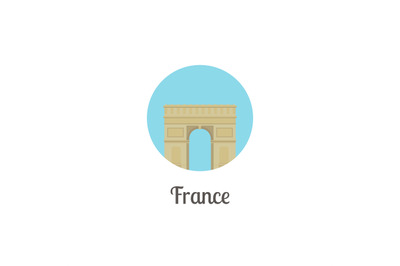 France arch landmark isolated round icon