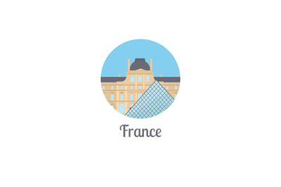 France landmark isolated round icon