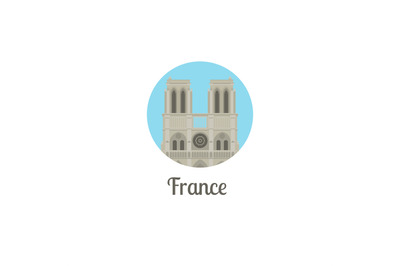 France notre dame landmark round icon