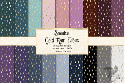 Gold Rain Drops Digital Paper