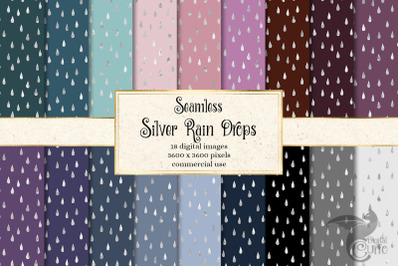 Silver Rain Drops Digital Paper