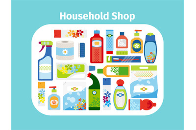 Household shop icon set