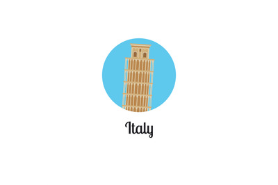 Italy tower landmark isolated round icon