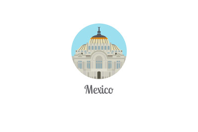 Mexico palace landmark isolated round icon