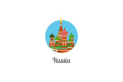 Russia cathedral landmark isolated round icon