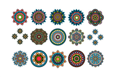 Round tribal decorative elements set