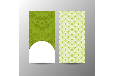 Vertical green floral banner template