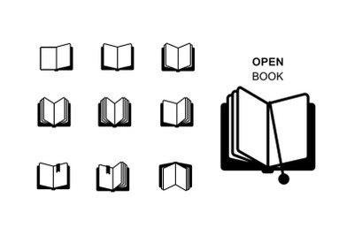 Black silhouettes of open book